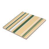 Funky Abstracte Art Beige White Green Lines Stripe Tegeltje (Zijkant)