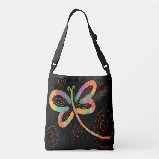 Funky Abstracte Art Dragonfly Crossbody Tas (Achterkant)