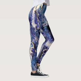 Funky Abstracte Art Leggings - Blauw & wit
