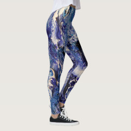 Funky Abstracte Art Leggings - Blauw & wit