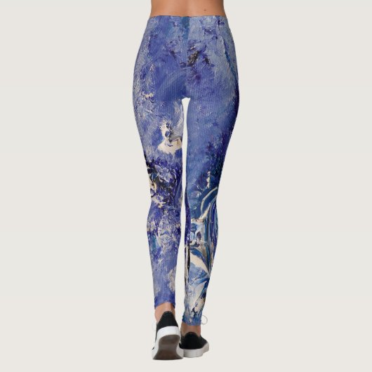 Funky Abstracte Art Leggings - Blauw & wit (Achterkant)