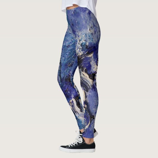 Funky Abstracte Art Leggings - Blauw & wit (Links)