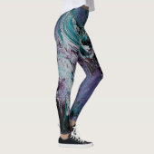 Funky Abstracte Art Leggings - Paars en groen (Rechts)