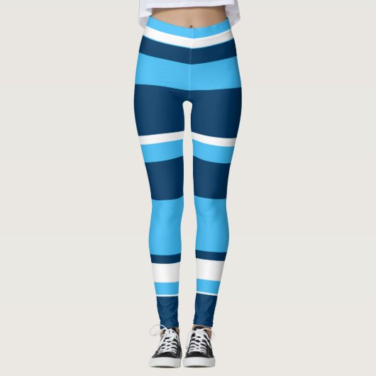 Funky Abstracte Art Light Dark Blue Leggings (Voorkant)