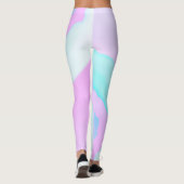 Funky Abstracte Art roze Turquoise Pastel Theme Leggings (Achterkant)