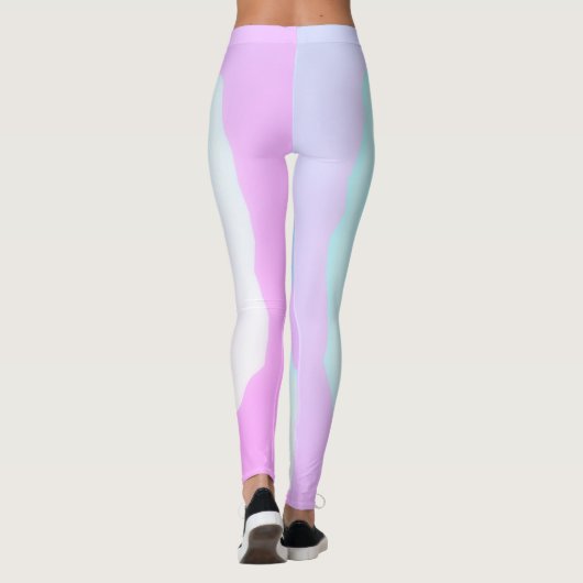 Funky Abstracte Art roze Turquoise Pastel Theme Leggings (Achterkant)