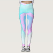 Funky Abstracte Art roze Turquoise Pastel Theme Leggings (Voorkant)