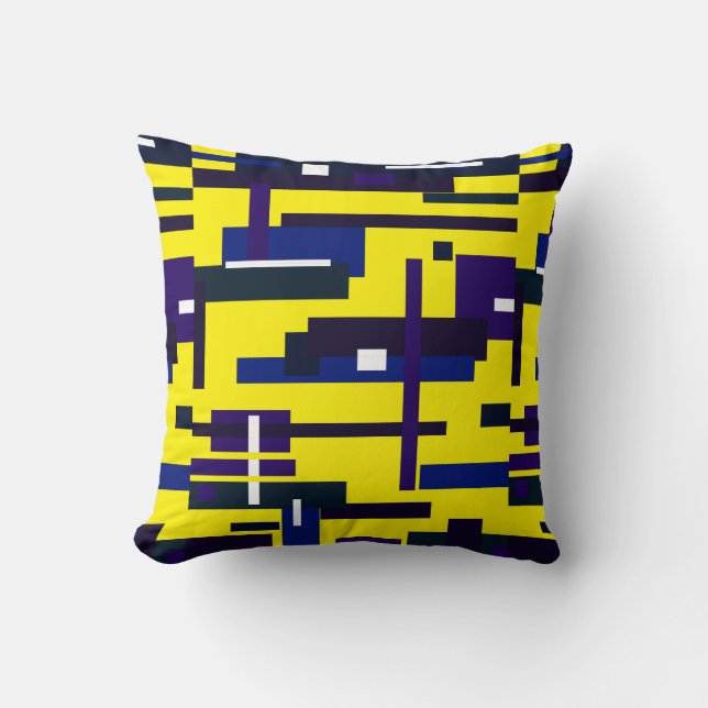 Funky Abstracte Art Shades van Blue Pillow Cushion Kussen (Voorkant)