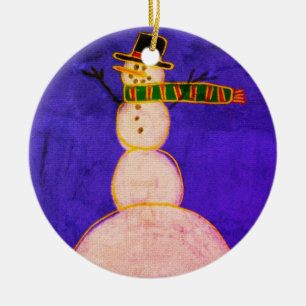 Funky Abstracte Art Snowman Keramisch Ornament