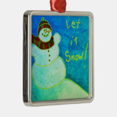 Funky Abstracte Art Snowman Metalen Ornament (Rechts)