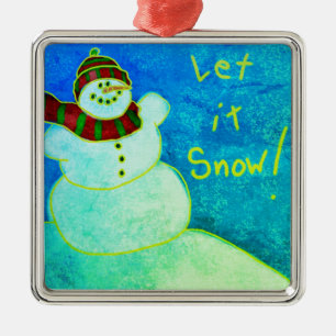 Funky Abstracte Art Snowman Metalen Ornament