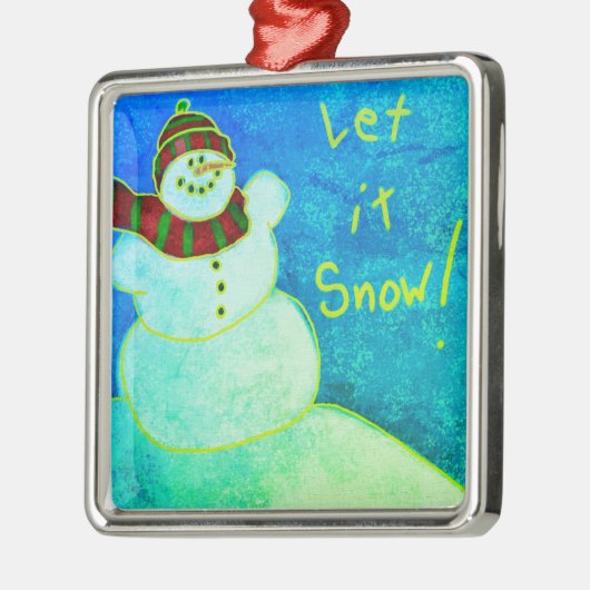 Funky Abstracte Art Snowman Metalen Ornament (Links)