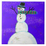 Funky Abstracte Art Snowman Tegeltje<br><div class="desc">Mijn funky abstracte sneeuwman schilderij maakt deze keramische tegel tot een uniek werk van kerstkunst!</div>