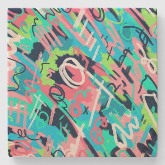 Funky Abstracte Art Stenen Onderzetter (Voorkant)