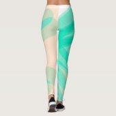Funky Abstracte Art Turquoise Pink Pastel Thema Leggings (Achterkant)