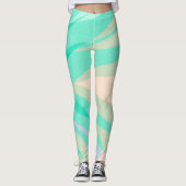 Funky Abstracte Art Turquoise Pink Pastel Thema Leggings (Voorkant)
