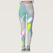 Funky Abstracte Art Turquoise Pink Pastel Thema Leggings (Voorkant)