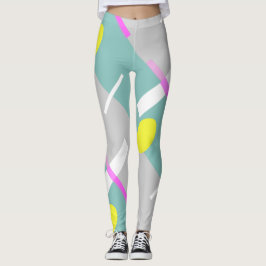 Funky Abstracte Art Turquoise Pink Pastel Thema Leggings