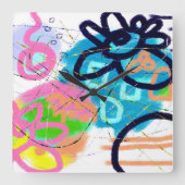 Funky Abstracte Art Vierkante Klok (Voorkant)