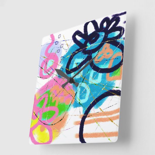 Funky Abstracte Art Vierkante Klok (Hoek)