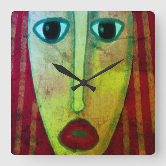 Funky Abstracte Art Vierkante Klok (Voorkant)
