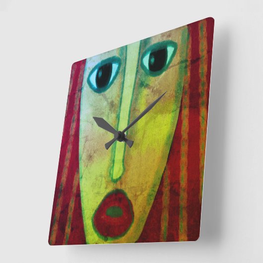 Funky Abstracte Art Vierkante Klok (Hoek)