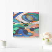Funky Abstracte Art Vierkante Klok (Huis)