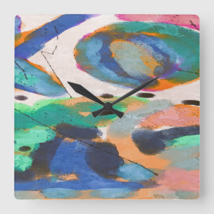 Funky Abstracte Art Vierkante Klok