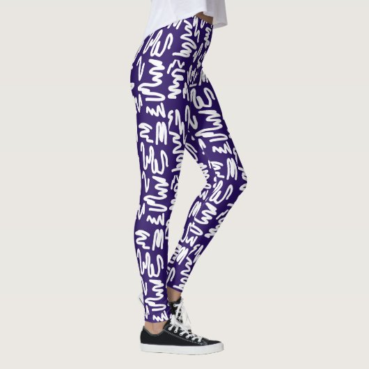Funky Abstracte Art White Blue Leggings (Rechts)
