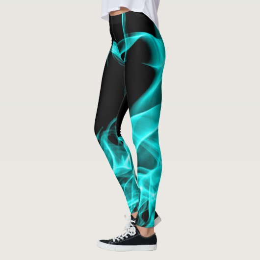 Funky Abstracte Blauwgroen blauwe rookmelders Leggings (Links)