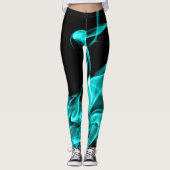 Funky Abstracte Blauwgroen blauwe rookmelders Leggings (Voorkant)