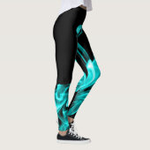 Funky Abstracte Blauwgroen blauwe rookmelders Leggings (Rechts)