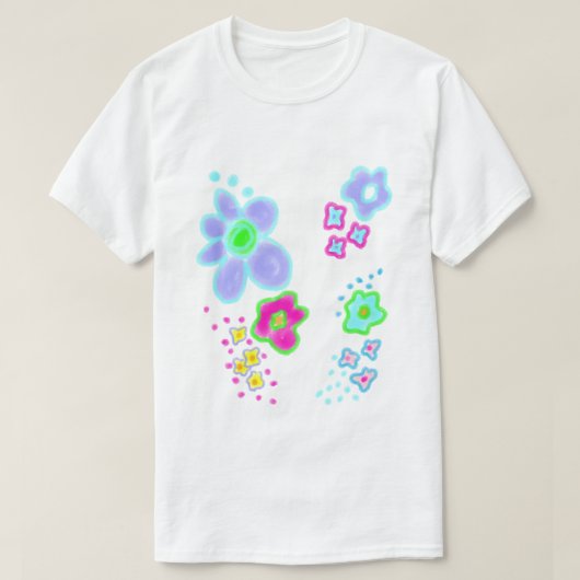 Funky Abstracte Bloemen Draagbare Kunst T-shirt (Design voorkant)
