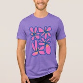 Funky Abstracte Bloemen Draagbare Kunst Tri-Blend Shirt (Voorkant)