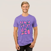 Funky Abstracte Bloemen Draagbare Kunst Tri-Blend Shirt (Voorkant volledig)