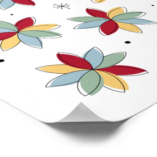 Funky Abstracte bloemen midden eeuw Modern Poster (Hoek)