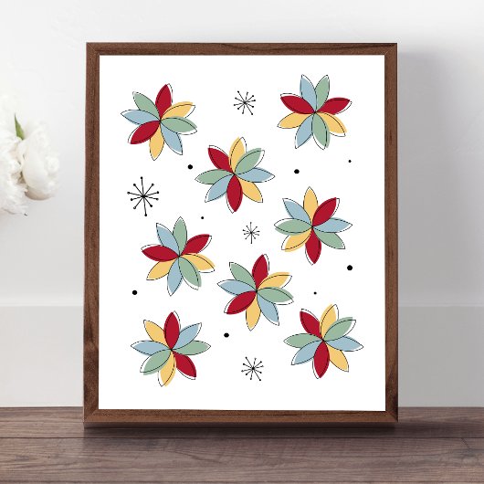 Funky Abstracte bloemen midden eeuw Modern Poster