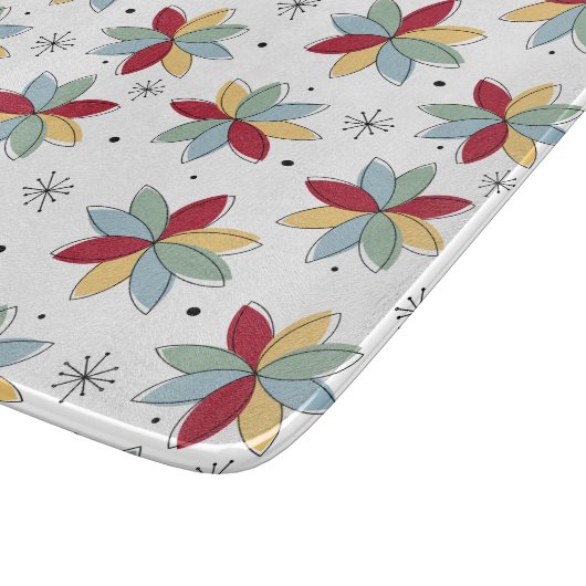 Funky Abstracte bloemen midden eeuw Modern Snijplank (Hoek)