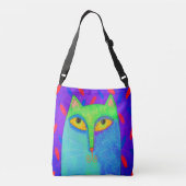 Funky Abstracte Cat Crossbody Tas (Achterkant)