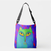 Funky Abstracte Cat Crossbody Tas (Voorkant)