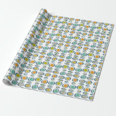 Funky Abstracte Circles Retro mid century Cadeaupapier (Uitgerold)