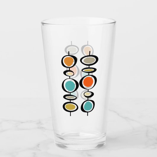 Funky Abstracte Cirkels 1950s Mid Century Glas (Voorkant)