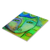 Funky Abstracte digitale kat schilderij Tegeltje (Zijkant)
