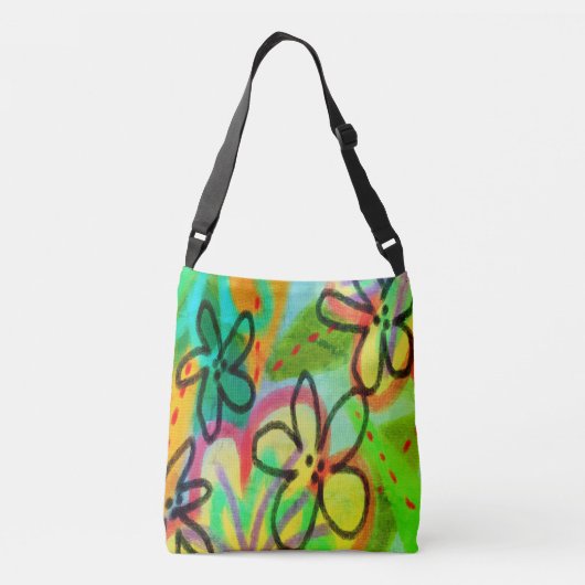 Funky Abstracte Floral Art Crossbody Tas (Achterkant)