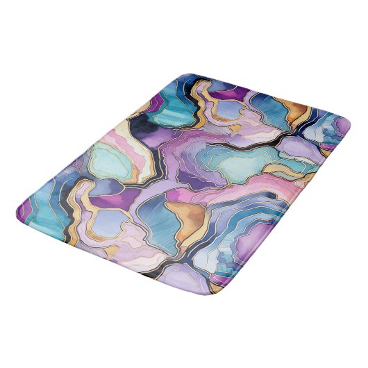 Funky Abstracte Geode Agaat Pattern Badkamer Badmat (Gekanteld)