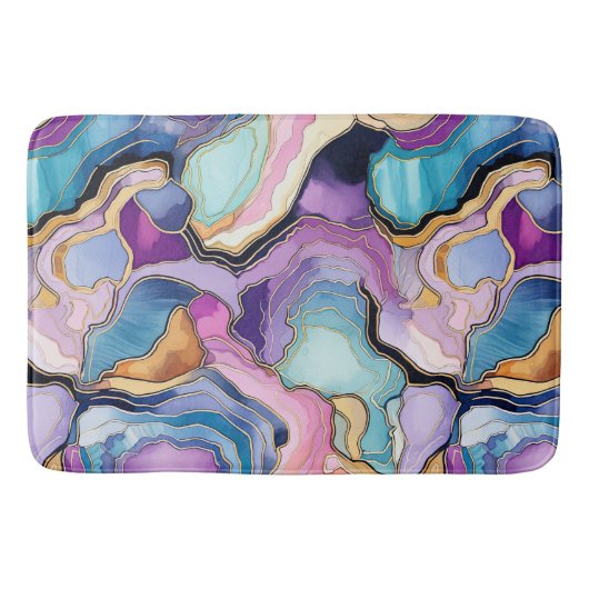 Funky Abstracte Geode Agaat Pattern Badkamer Badmat (Voorkant)