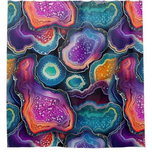 Funky Abstracte Geode Agaat Pattern Badkamer Douchegordijn (Voorkant)