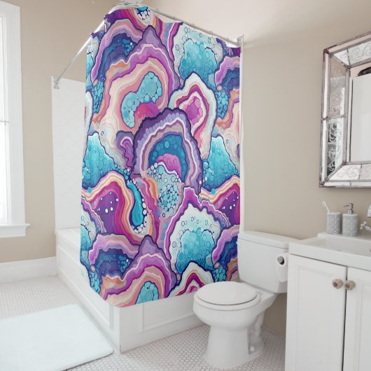 Funky Abstracte Geode Agaat Pattern Badkamer Douchegordijn (In situ)