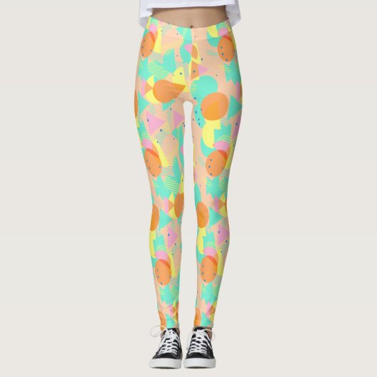 Funky Abstracte Geometric Hip 50s Pattern Leggings (Voorkant)