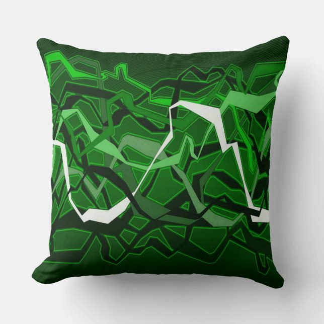 Funky Abstracte Golven Groen Kussen (Voorkant)
